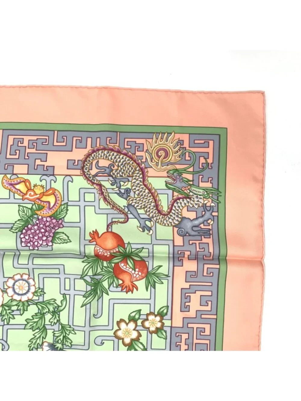 Hermes Scarf Carre 90 Turandot Orange Blue Pink - Picture 4 of 8
